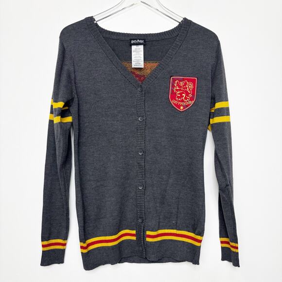 Harry Potter Hogwarts Gryffindor Cardigan Sweater House Crest Knit Top S - Picture 1 of 4